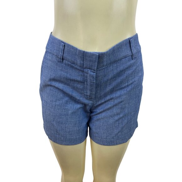 J.Crew Womens Chambray Shorts Blue Tailored Fit Summer Wear Size 4  - New - Picture 1 of 10